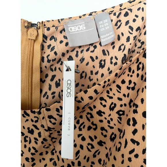 NWT ASOS DESIGN Curve Square Neck Puff Sleeve Leopard Print Jumpsuit • Size 24 - Picture 3 of 4